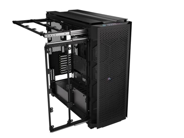 CORSAIR 9000D RGB AIRFLOW - Super full tower - SSI EEB - genomskinlig sidopanel (härdat glas) - ingen strömförsörjning (ATX) - svart - USB/ljud