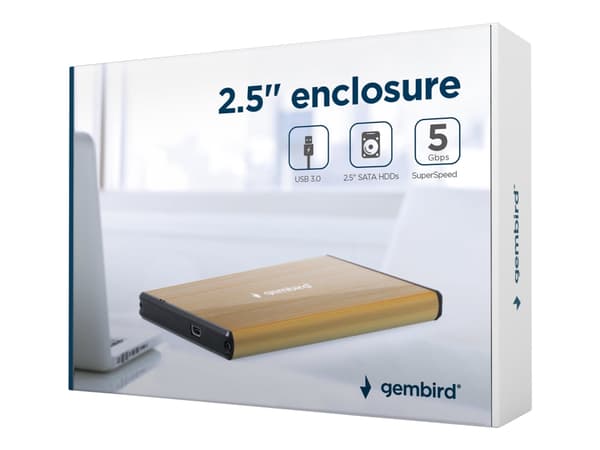 Gembird EE2-U3S-3-GL - Lagringspakke - 2,5" - SATA 6Gb/s - USB 3.0 - gull Gull