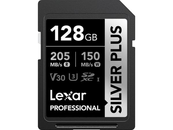 Lexar Professional SILVER PLUS, 128 GB, SDXC, Klasse 3, UHS-I, 150 MB/s, 205 MB/s