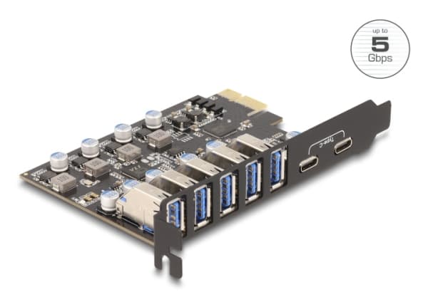 DeLOCK 90346, PCIe, USB 3.2 Gen 1 (3.1 Gen 1), USB Type-C, PCIe 2.0, Black, China, 5 Gbit/s