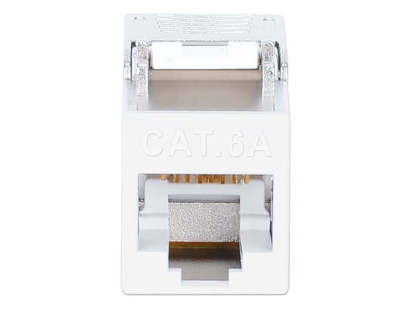 Intellinet 791304, Flat, Rustfritt stål, Hvit, RJ-45, Hunkjønn, 10GBase-T, Gull
