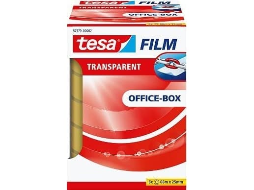 tesafilm® transparent, 6 Rollen, Office Box, 66m x 25mm (11640H)
