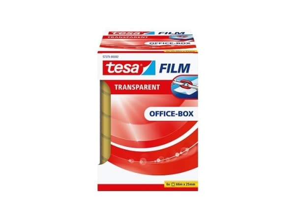 tesafilm® transparent, 6 Rollen, Office Box, 66m x 25mm (11640H)