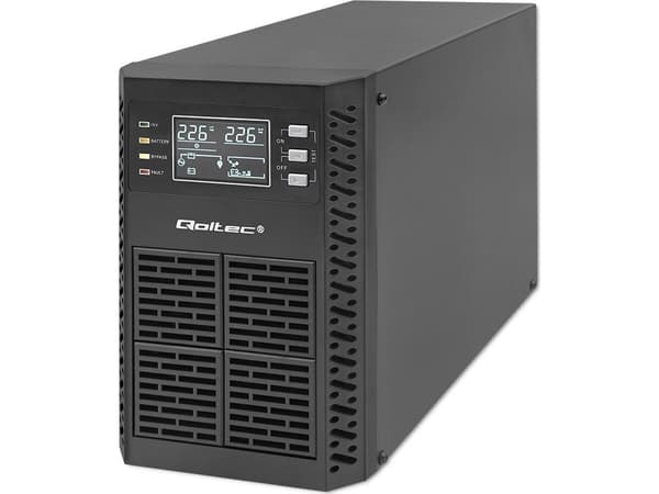 Dysan UPS Qoltec 1kVA | 1000W | Power Factor 1.0 | LCD | EPO | USB | På nett