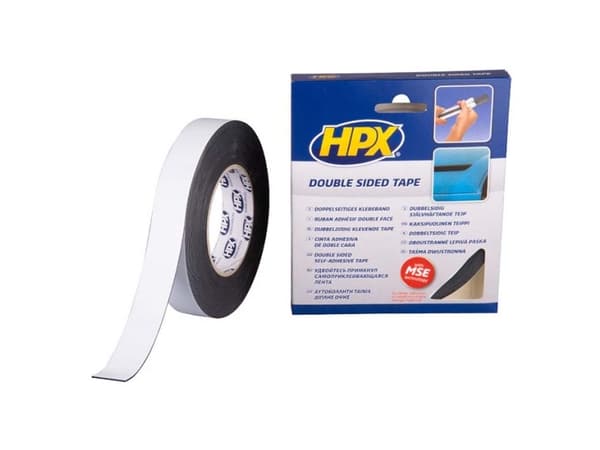HPX kaksipuolinen teippi musta, 25mm x 10m