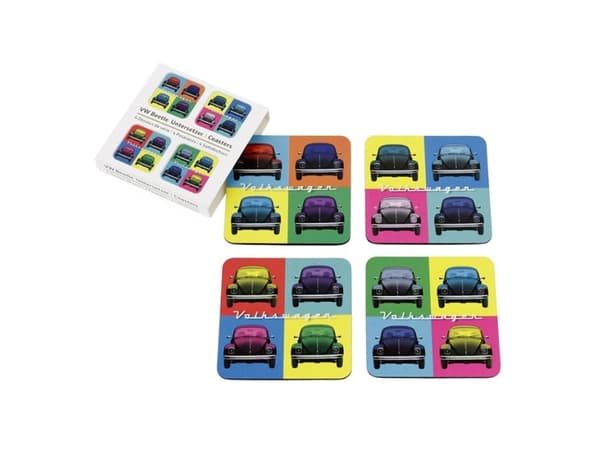 VW Beetle flerfarvet glasbrikker 4 stk.