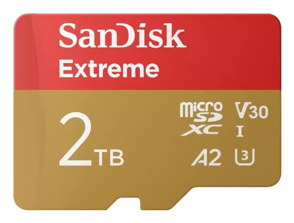 SanDisk Extreme - Flashminnekort (microSDHC til SD-adapter inkludert) - 2 TB - A2 / Video Class V30 / UHS-I U3 - microSDXC UHS-I
