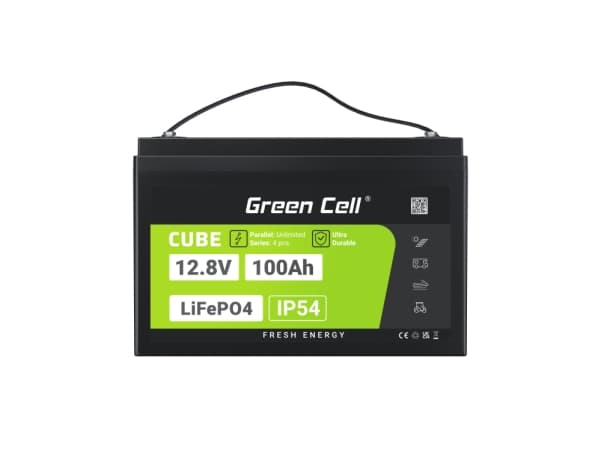 Green Cell CUBE LiFePO4 100Ah 12.8V 1280Wh litium-rautafosfaattiakku aurinkosähköön, asuntovaunuihin, veneisiin ja veneisiin