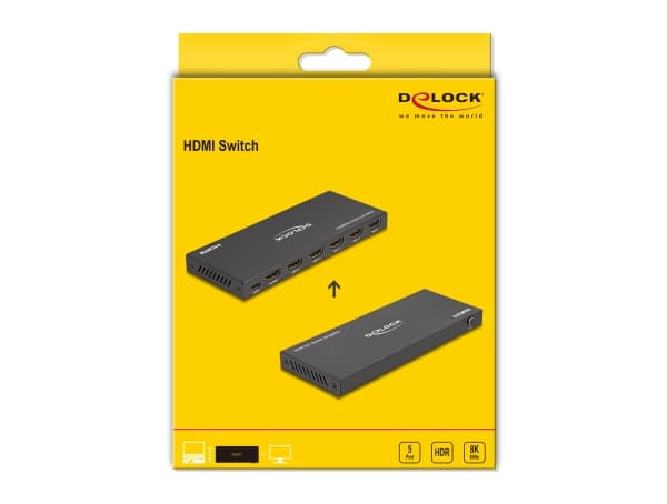 Delock - Video/audio switch - 1 x HDMI output, 8K 60 Hz - 5 x HDMI - stasjonær