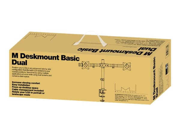 Multibrackets M Deskmount Basic Dual - Monteringssett (skrivebordsmontering) - for 2 LCD-skjermer - stål, høyverdig aluminium - svart - skjermstørrel Sort