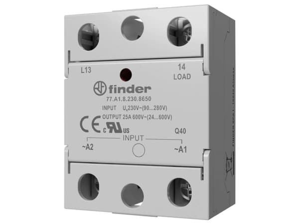 Finder Halvlederrelæ 77B182308250 40 A Koblingsspænding (max.): 280 V/AC Vekslende ved nulspænding 1 stk