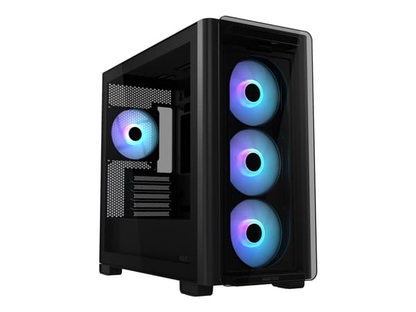 ASUS A23 PLUS - microATX - genomskinlig sidopanel (härdat glas) - ingen strömförsörjning - svart - USB/ljud Svart
