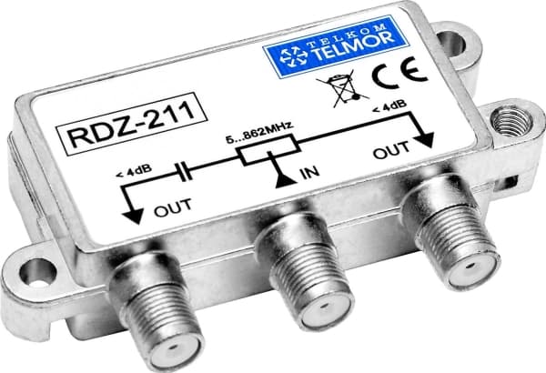 Telkom-Telmor RDZ-211 AV-signaloverføringssystem Dobbel utendørs RF-splitter 5-862 MHz 4,0 dB F-nivå utendørs TELKOM TELMOR