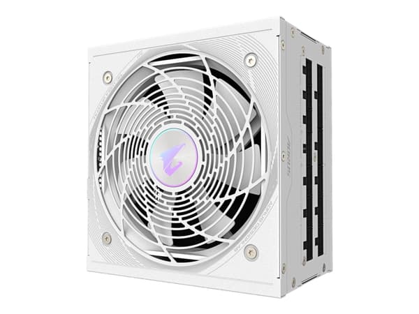 GIGABYTE AORUS ELITE P1000W ICE Power Supply Unit - PCIe 5.0, 80 PLUS Platinum, Fully modular design, 120mm Fan, ATX 3.0 compatible, EU Plug, 1000 W, Valkoinen