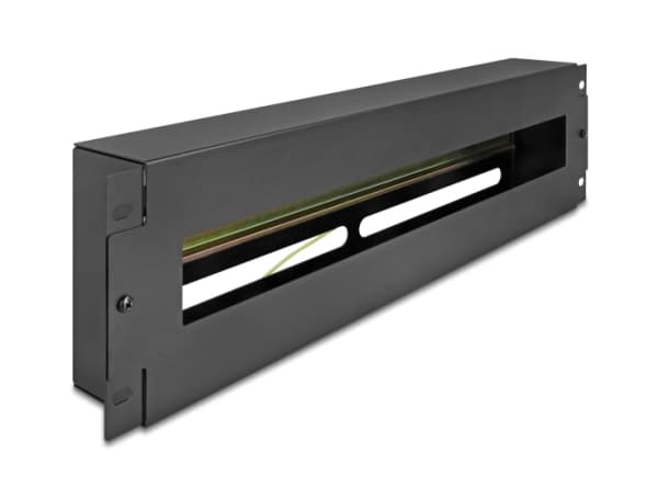 Delock 19" effektbryterlist med deksel og DIN-skinne 3 HE metall sort