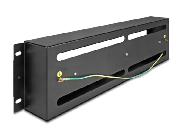 Delock 19" effektbryterlist med deksel og DIN-skinne 3 HE metall sort