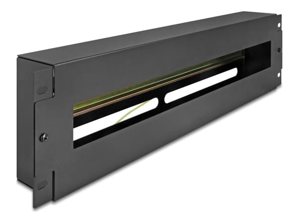 Delock 19" effektbryterlist med deksel og DIN-skinne 3 HE metall sort