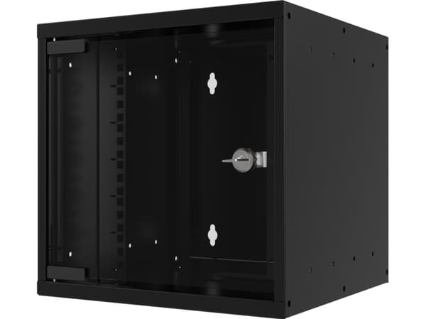 EFB Elektronik WGB-1004TS.30, Väggmonterad rack, 9U, 30 kg, Knapplås, Kuggskenor, Förbättrad kabelhantering