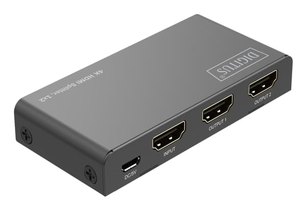 DIGITUS - Video/lyd-splitter - 4K, 1x2 - 2 x HDMI - stasjonær