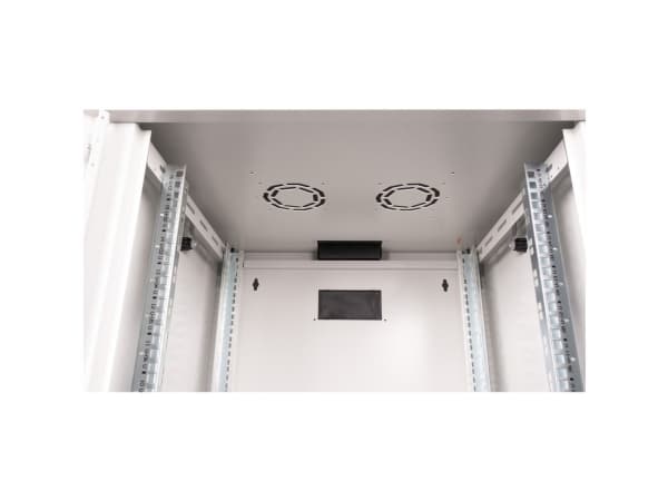 ROLINE 26.21.0007, Väggmonterad rack, 16U, Knapplås, Kuggskenor, 36 kg, Grå