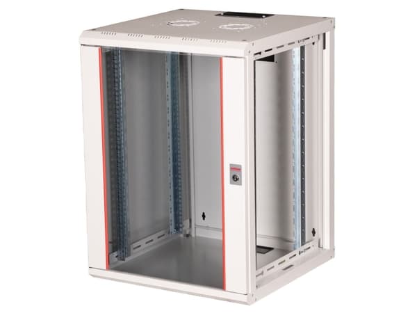 ROLINE 26.21.0007, Väggmonterad rack, 16U, Knapplås, Kuggskenor, 36 kg, Grå