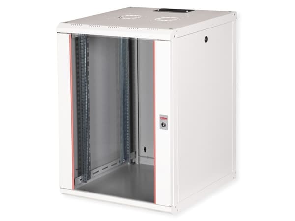 ROLINE 26.21.0007, Väggmonterad rack, 16U, Knapplås, Kuggskenor, 36 kg, Grå
