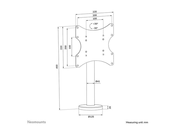 Neomounts DS42-430BL12 - Stativ - festes med bolter - for TV - stål - svart - skjermstørrelse: 23"-43" - skrivebordsmonterbar