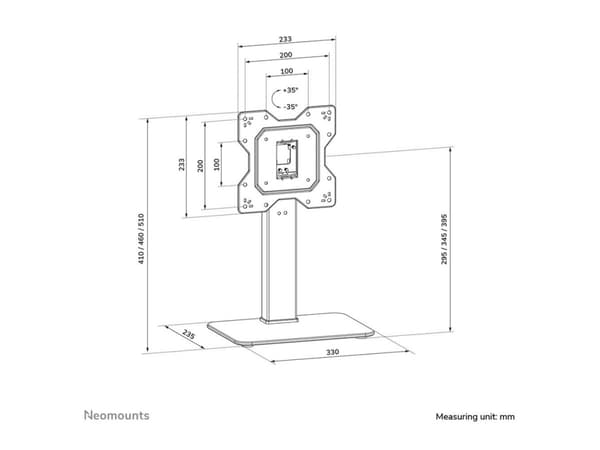 Neomounts DS45-430BL12 - Stativ - for TV - stål - svart - skjermstørrelse: 23"-43" - skrivebordsstativ