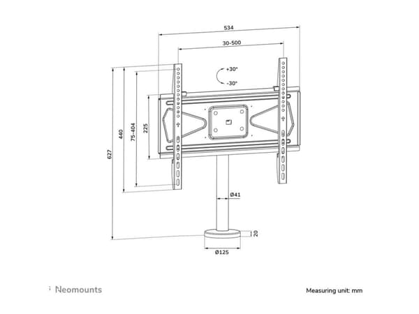 Neomounts DS42-430BL14 - Ställ - skruvas fast - för TV - stål - svart - skärmstorlek: 32"-55" - disk-monteringsbar