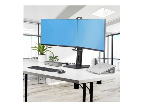 StarTech.com Crossbar Dual Monitor Desk Stand, Double 27inch Screens/VESA - Ställ - för 2 monitorer - plast, aluminium, stål - svart - skärmstorlek:
