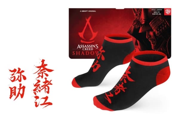 Cenega Assassin''s Creed Shadows, Crew-sukat, Musta, Punainen, Aikuinen, Unisex, 39 - 46, Nilkkapituinen