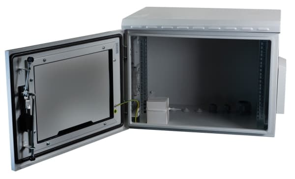 EFB Elektronik 691712IP55.2G, Veggmonterbar hylle, 12U, 100 kg, Nøkkellås, Grå