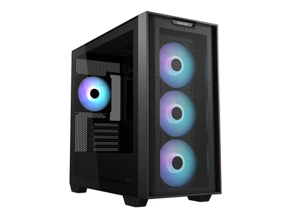 ASUS A21 Plus - microATX - sidepanel med vindu (herdet glass) - ingen strømforsyning - svart - USB/lyd Sort