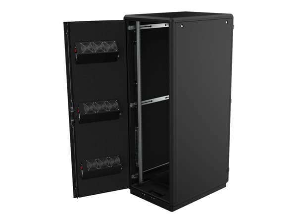 Lanview by Logon - Rack skap - 750 x 1000 mm, soundproof - med 9 kjølevifter, strømdistribusjonsenhet - free-standing - svart, RAL 9005 - 36U - 19"