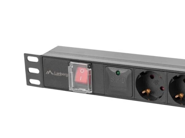 Lanberg PDU-05F-0200-BK, Kopplad, 1U, Enfas, inomhus, horisontell, Gjuten aluminium