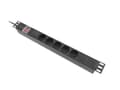 Miniatyrbild 5 av 5: Lanberg PDU-05F-0200-BK, Kopplad, 1U, Enfas, inomhus, horisontell, Gjuten aluminium