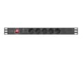Miniatyrbild 2 av 5: Lanberg PDU-05F-0200-BK, Kopplad, 1U, Enfas, inomhus, horisontell, Gjuten aluminium