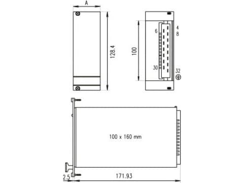 SCHROFF Palvelinkotelo SCHROFF PSU etupaneeli PSG:lle, kaksinkertainen, 3 HE, 14 HE, suojattu, 2,5 mm, Al, etuosa anodisoitu, takaosa johtava