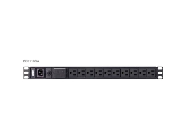 ATEN PE0110SG, Grunnleggende, 1U, Sort, 10 AC-utganger, C13 kopling, 100 - 240 V