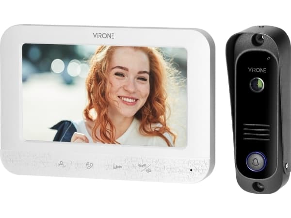 Orno håndsettfri videointercom, 7" LCD-skjerm, hvit intercom, SETAR