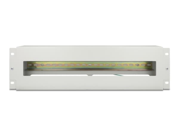 Delock - Rack rail with circuit breakers cover - DIN-skinnemonterbar - grå - 3U - 19"