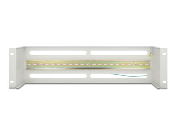 Delock - Rack rail with circuit breakers cover - DIN-skinnemonterbar - grå - 3U - 19"