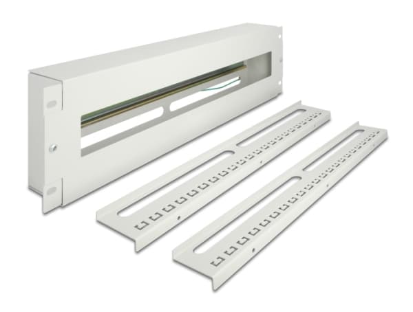 Delock - Rack rail with circuit breakers cover - DIN-skinnemonterbar - grå - 3U - 19"