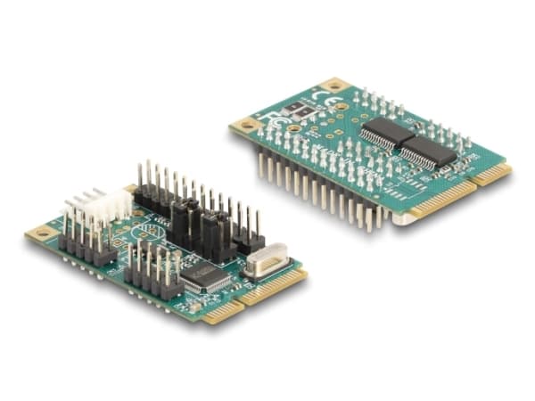 Delock Mini PCIe I/O PCIe full størrelse 1 x parallell, 2 x seriell RS-232 med strømforsyning 5 V / 12 V