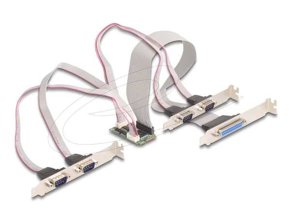 Delock - Parallellt/seriellt kort - PCI Express 1.2 helt minikort låg profil - RS-232 x 4 + IEEE 1284 x 1