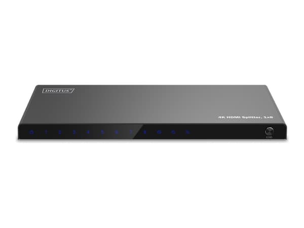 Digitus 4K HDMI Splitter, 1x8, HDMI, 8x HDMI, 3840 x 2160 pixels, Black, Metal, 4K Ultra HD