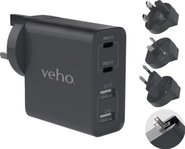 Veho VAA-700-TA45, 100 -240 V, 50/60 Hz, 20 W, 5 V, Grå, 29 mm