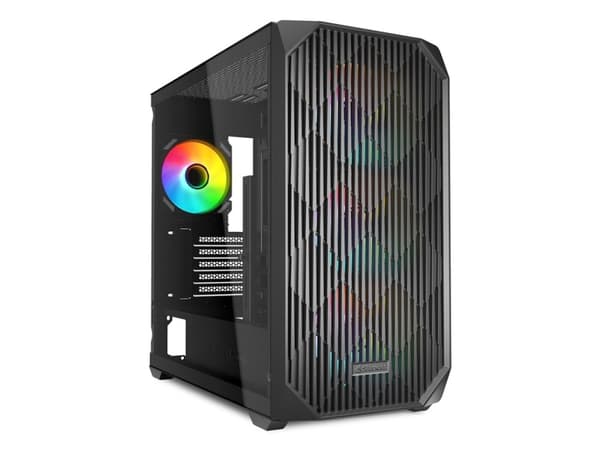 Sharkoon MK3 RGB, Micro Tower, PC, Sort, Micro ATX, Mini-ITX, Multi, PC-kabinettvifte