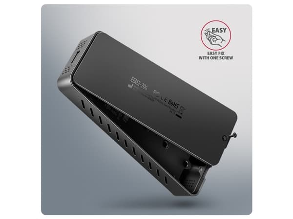 Axagon EEM2-20G NVMe-SSD-Gehäuse USB-C 3.2 20 Gbps 2230 - 2280 - schwarz, SSD-inkapsling, M.2, M.2, NVMe-oF, PCI Express, 20 Gbit/s, USB-anslutning,