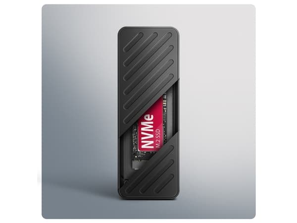 Axagon EEM2-20G NVMe-SSD-Gehäuse USB-C 3.2 20 Gbps 2230 - 2280 - schwarz, SSD-inkapsling, M.2, M.2, NVMe-oF, PCI Express, 20 Gbit/s, USB-anslutning,